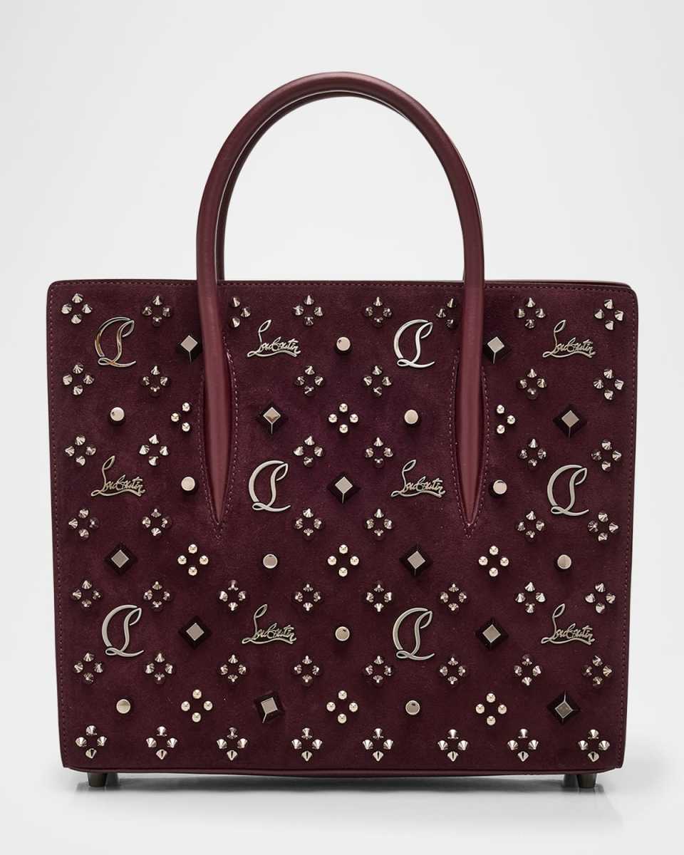 Paloma Medium Top-Handle Bag in Suede with Loubinthesky Spikes